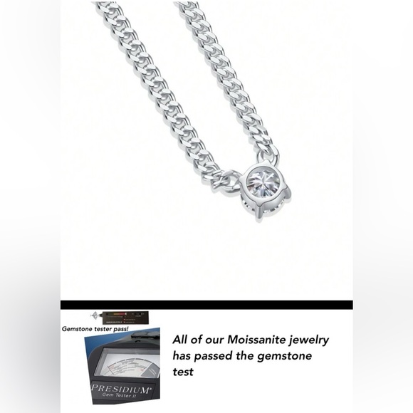 Certified 1 ct Moissanite Cuban Chain Necklace - Picture 7 of 8